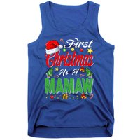 First Christmas As A Mamaw Santa Hat Pajama Xmas Funny Gift Tank Top