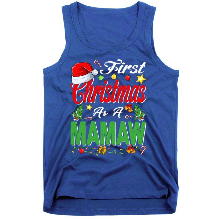 First Christmas As A Mamaw Santa Hat Pajama Xmas Funny Gift Tank Top