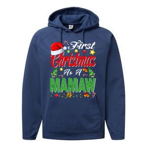 First Christmas As A Mamaw Santa Hat Pajama Xmas Funny Gift Performance Fleece Hoodie