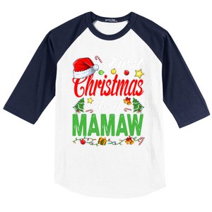 First Christmas As A Mamaw Santa Hat Pajama Xmas Funny Gift Baseball Sleeve Shirt