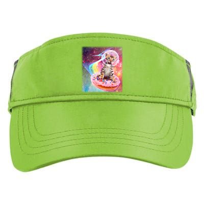 Funny Cute Astronaut Kitty On Rainbow Sprinkle Donut With Galaxy Background Adult Drive Performance Visor