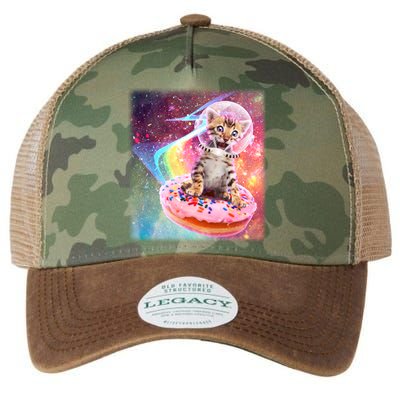 Funny Cute Astronaut Kitty On Rainbow Sprinkle Donut With Galaxy Background Legacy Tie Dye Trucker Hat