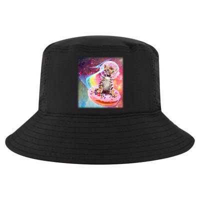 Funny Cute Astronaut Kitty On Rainbow Sprinkle Donut With Galaxy Background Cool Comfort Performance Bucket Hat