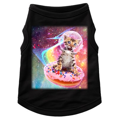 Funny Cute Astronaut Kitty On Rainbow Sprinkle Donut With Galaxy Background Doggie Tank