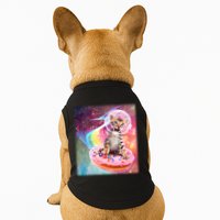 Funny Cute Astronaut Kitty On Rainbow Sprinkle Donut With Galaxy Background Doggie Tank