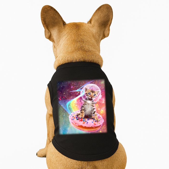 Funny Cute Astronaut Kitty On Rainbow Sprinkle Donut With Galaxy Background Doggie Tank