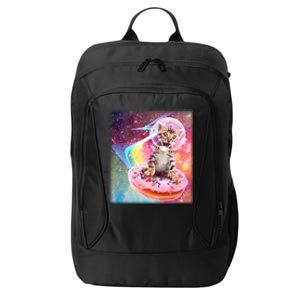 Funny Cute Astronaut Kitty On Rainbow Sprinkle Donut With Galaxy Background City Backpack