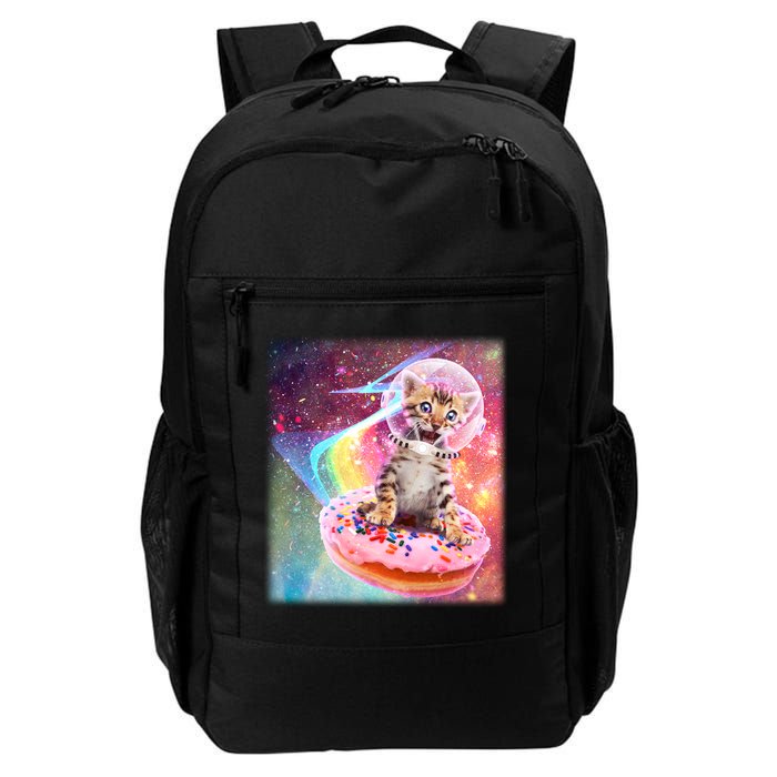 Funny Cute Astronaut Kitty On Rainbow Sprinkle Donut With Galaxy Background Backpack