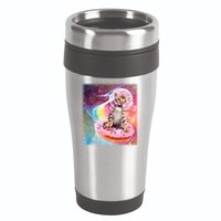 Funny Cute Astronaut Kitty On Rainbow Sprinkle Donut With Galaxy Background 16oz Travel Tumbler