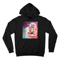 Funny Cute Astronaut Kitty On Rainbow Sprinkle Donut With Galaxy Background Tall Hoodie