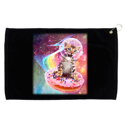 Funny Cute Astronaut Kitty On Rainbow Sprinkle Donut With Galaxy Background Grommeted Golf Towel