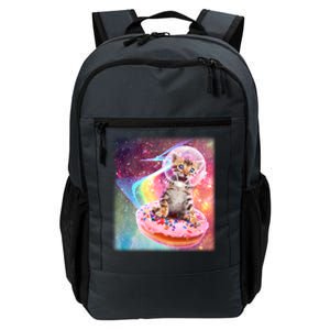 Funny Cute Astronaut Kitty On Rainbow Sprinkle Donut With Galaxy Background Daily Commute Backpack