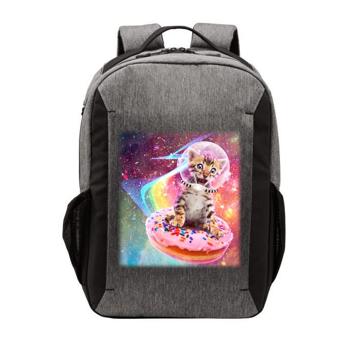 Funny Cute Astronaut Kitty On Rainbow Sprinkle Donut With Galaxy Background Vector Backpack