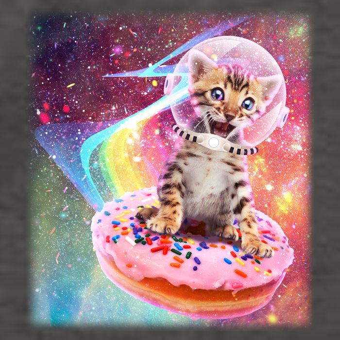 Funny Cute Astronaut Kitty On Rainbow Sprinkle Donut With Galaxy Background Vector Backpack