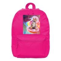 Funny Cute Astronaut Kitty On Rainbow Sprinkle Donut With Galaxy Background 16 in Basic Backpack