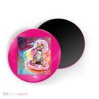Funny Cute Astronaut Kitty On Rainbow Sprinkle Donut With Galaxy Background Magnet