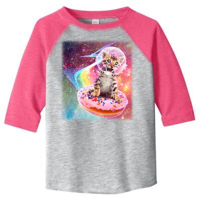 Funny Cute Astronaut Kitty On Rainbow Sprinkle Donut With Galaxy Background Toddler Fine Jersey T-Shirt