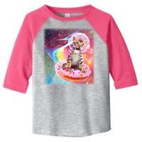 Funny Cute Astronaut Kitty On Rainbow Sprinkle Donut With Galaxy Background Toddler Fine Jersey T-Shirt