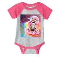 Funny Cute Astronaut Kitty On Rainbow Sprinkle Donut With Galaxy Background Infant Baby Jersey Bodysuit