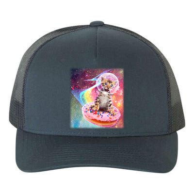 Funny Cute Astronaut Kitty On Rainbow Sprinkle Donut With Galaxy Background Yupoong Adult 5-Panel Trucker Hat