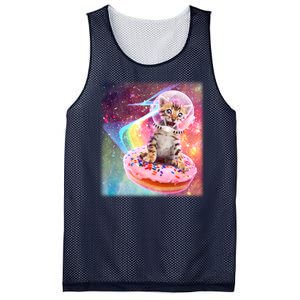 Funny Cute Astronaut Kitty On Rainbow Sprinkle Donut With Galaxy Background Mesh Reversible Basketball Jersey Tank