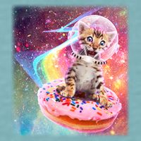 Funny Cute Astronaut Kitty On Rainbow Sprinkle Donut With Galaxy Background Sueded Cloud Jersey T-Shirt