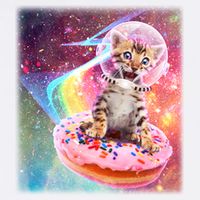 Funny Cute Astronaut Kitty On Rainbow Sprinkle Donut With Galaxy Background Garment-Dyed Sweatshirt