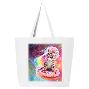 Funny Cute Astronaut Kitty On Rainbow Sprinkle Donut With Galaxy Background 25L Jumbo Tote