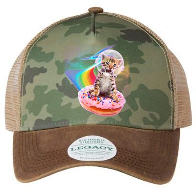 Funny Cute Astronaut Kitty On Rainbow Sprinkle Donut Legacy Tie Dye Trucker Hat