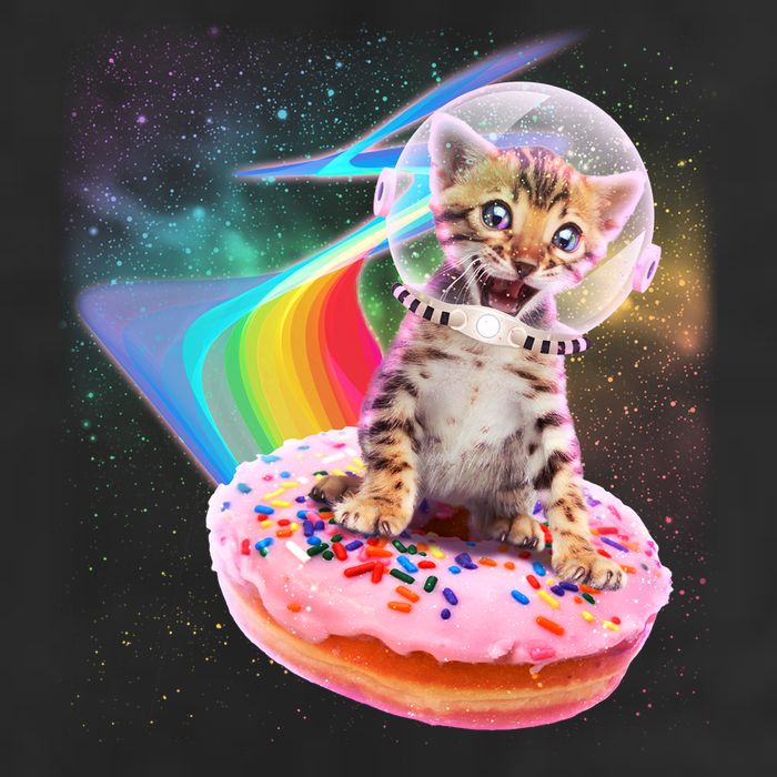 Funny Cute Astronaut Kitty On Rainbow Sprinkle Donut Cool Comfort Performance Bucket Hat
