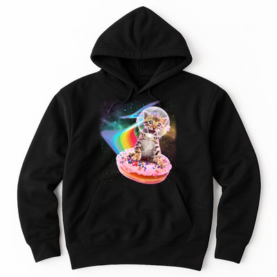 Funny Cute Astronaut Kitty On Rainbow Sprinkle Donut Hoodie