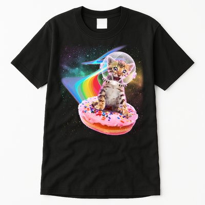 Funny Cute Astronaut Kitty On Rainbow Sprinkle Donut Tall T-Shirt