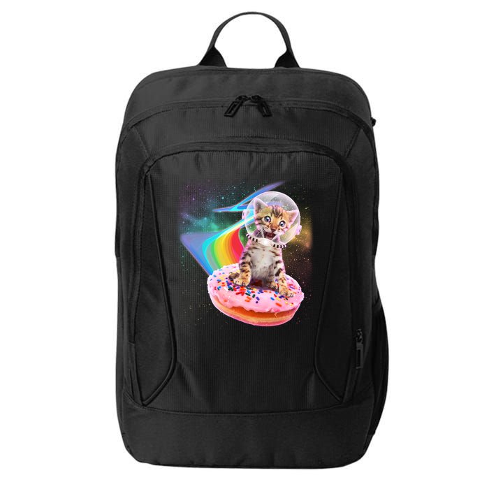 Funny Cute Astronaut Kitty On Rainbow Sprinkle Donut City Backpack