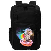 Funny Cute Astronaut Kitty On Rainbow Sprinkle Donut Impact Tech Backpack