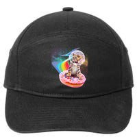 Funny Cute Astronaut Kitty On Rainbow Sprinkle Donut 7-Panel Snapback Hat