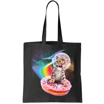 Funny Cute Astronaut Kitty On Rainbow Sprinkle Donut Bag