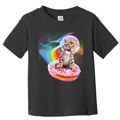Funny Cute Astronaut Kitty On Rainbow Sprinkle Donut Toddler T-Shirt
