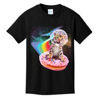 Funny Cute Astronaut Kitty On Rainbow Sprinkle Donut Kids T-Shirt