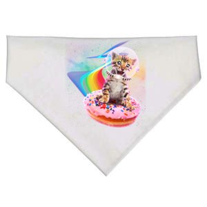 Funny Cute Astronaut Kitty On Rainbow Sprinkle Donut USA-Made Doggie Bandana