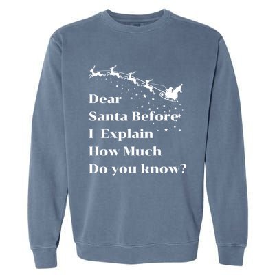 Funny Christmas Adults Dear Santa I Can Explain Meaningful Gift Garment-Dyed Sweatshirt