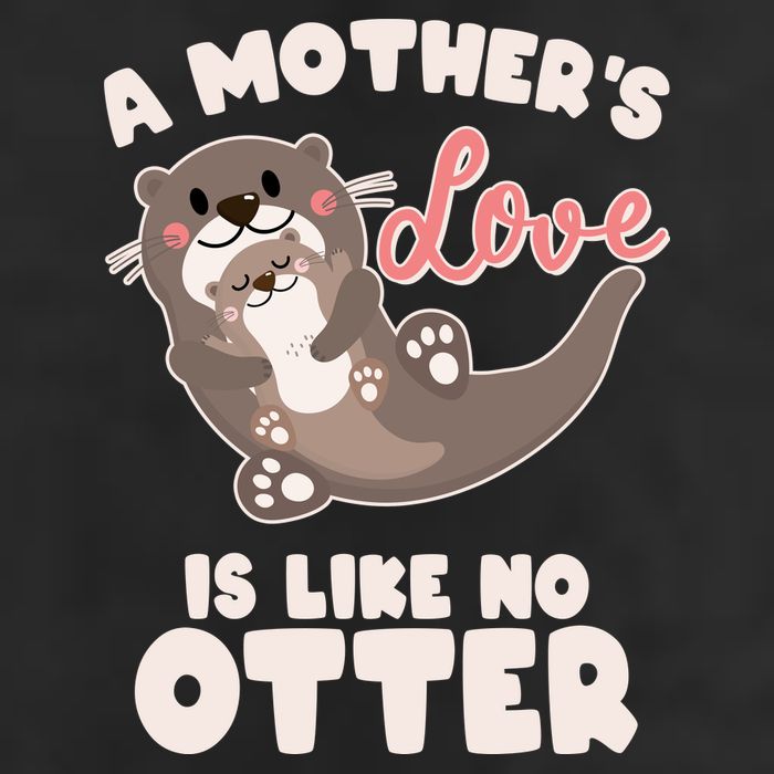 Funny Cute A Mother's Love Is Like No Otter Mama Otter And Baby 7 Panel Mesh Trucker Snapback Hat