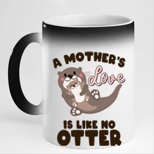 Funny Cute A Mother's Love Is Like No Otter Mama Otter And Baby 11oz Black Color Changing Mug