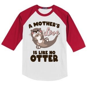 Funny Cute A Mother's Love Is Like No Otter Mama Otter And Baby Kids Colorblock Raglan Jersey