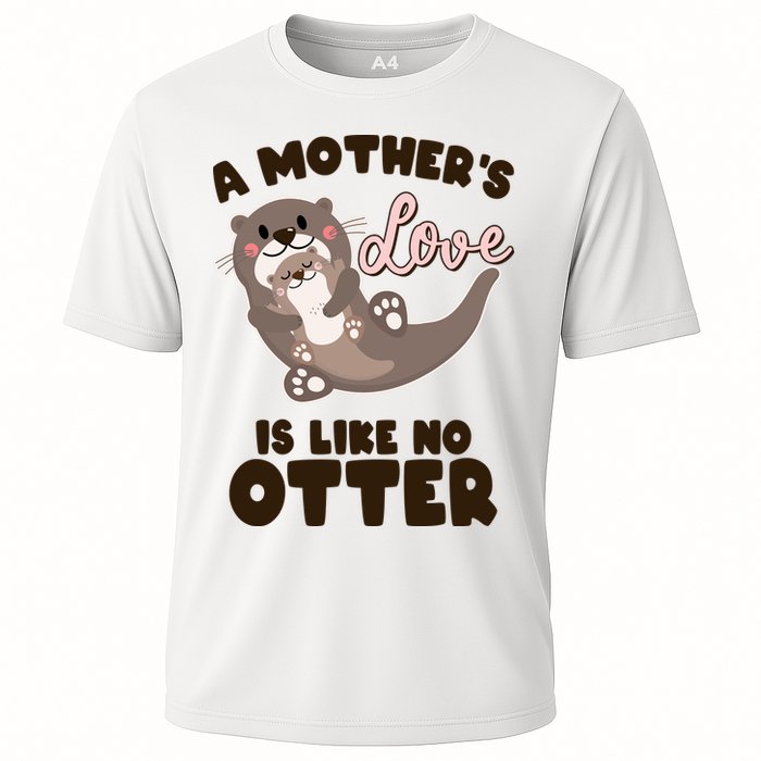Funny Cute A Mother's Love Is Like No Otter Mama Otter And Baby Cooling Performance Crew T-Shirt