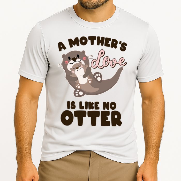 Funny Cute A Mother's Love Is Like No Otter Mama Otter And Baby Cooling Performance Crew T-Shirt