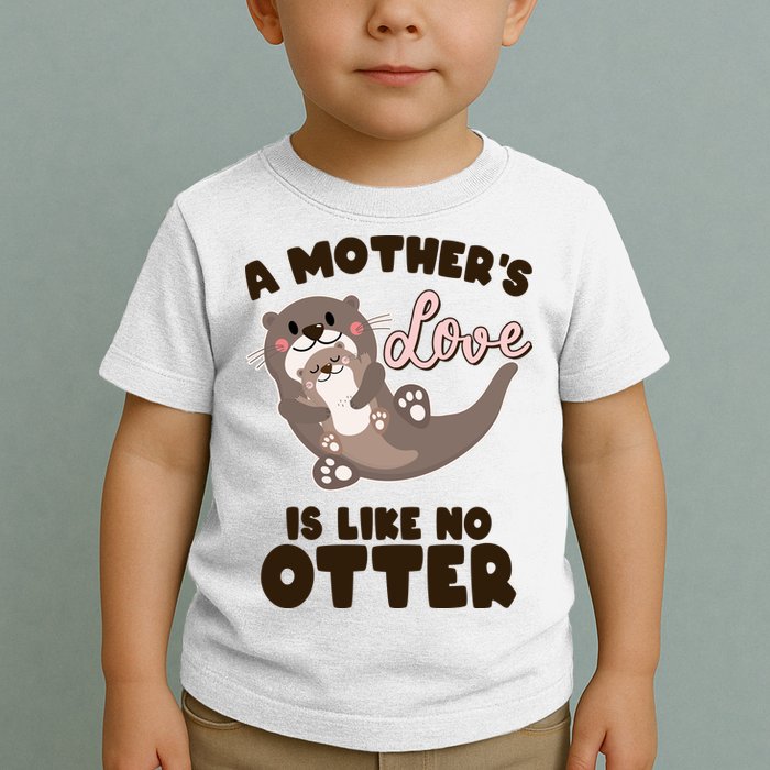 Funny Cute A Mother's Love Is Like No Otter Mama Otter And Baby Toddler T-Shirt