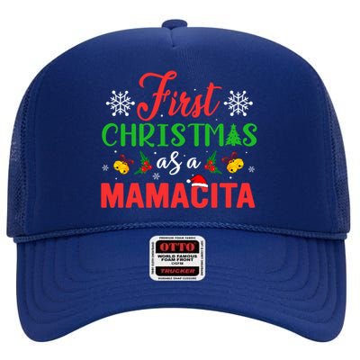 First Christmas As A Mamacita Group Matching Mamacita Xmas Gift High Crown Mesh Back Trucker Hat