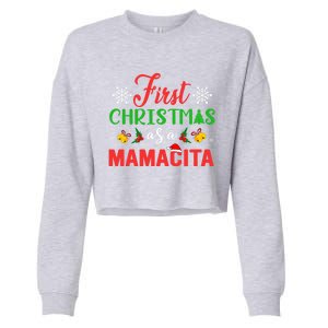 First Christmas As A Mamacita Group Matching Mamacita Xmas Gift Cropped Pullover Crew