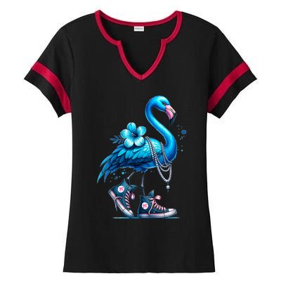 Flamingo Chucks And Pearls Comma La Kamala 2024 Ladies Halftime Notch Neck Tee