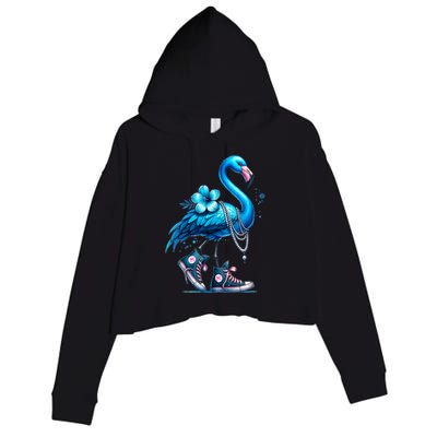 Flamingo Chucks And Pearls Comma La Kamala 2024 Crop Fleece Hoodie